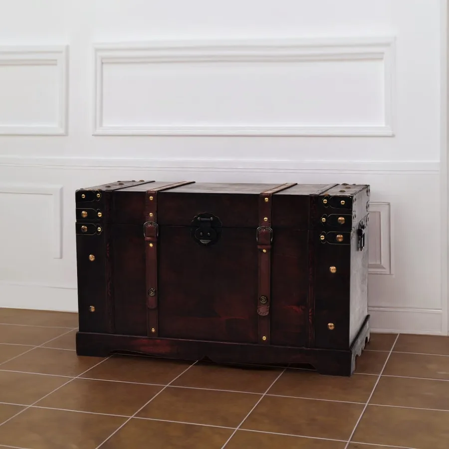 Coffre vintage de rangement bois 66 x 38 x 40 cm - 8