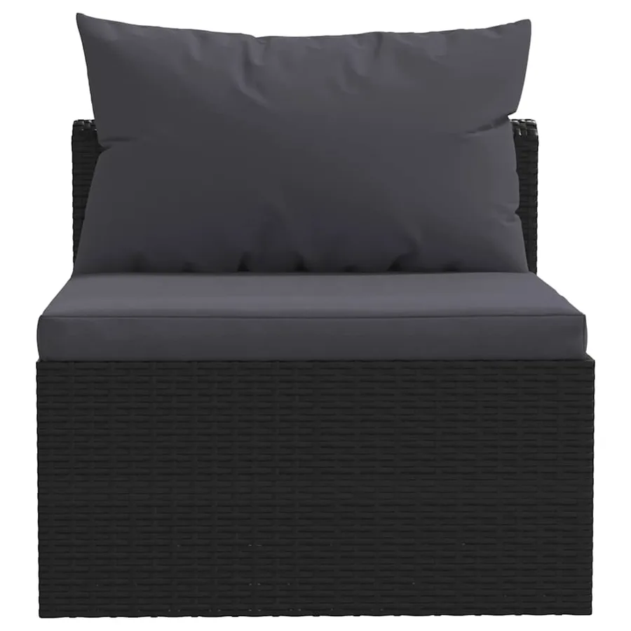 Canapés de jardin 4 pcs avec coussins Résine tressée Noir - 6