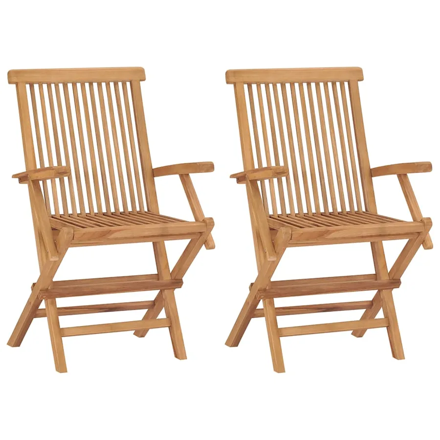 Chaises pliables de jardin lot de 2 Bois de teck solide - 2