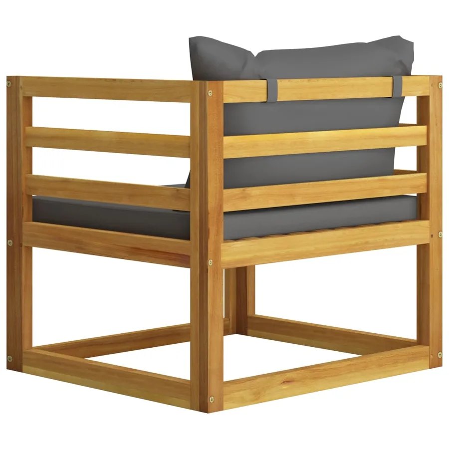 Salon de jardin 6 pcs avec coussin Bois d'acacia solide - 13