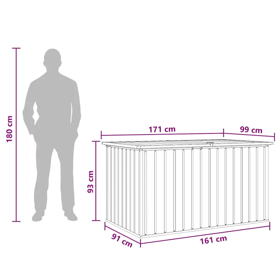 Boîte de rangement de jardin Anthracite 171x99x93 cm - 11