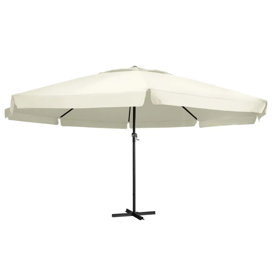 Parasol de jardin avec mât en aluminium 600 cm Blanc sable