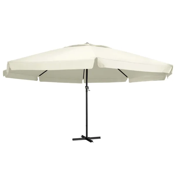 Parasol de jardin avec mât en aluminium 600 cm Blanc sable