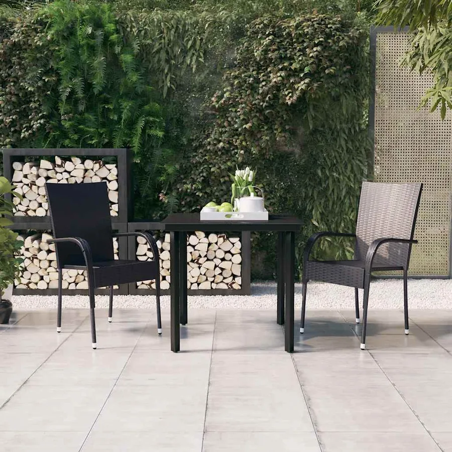 Ensemble à manger de jardin 3 pcs Noir