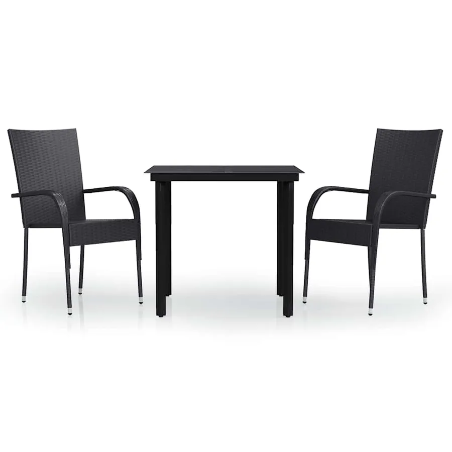 Ensemble à manger de jardin 3 pcs Noir - 2
