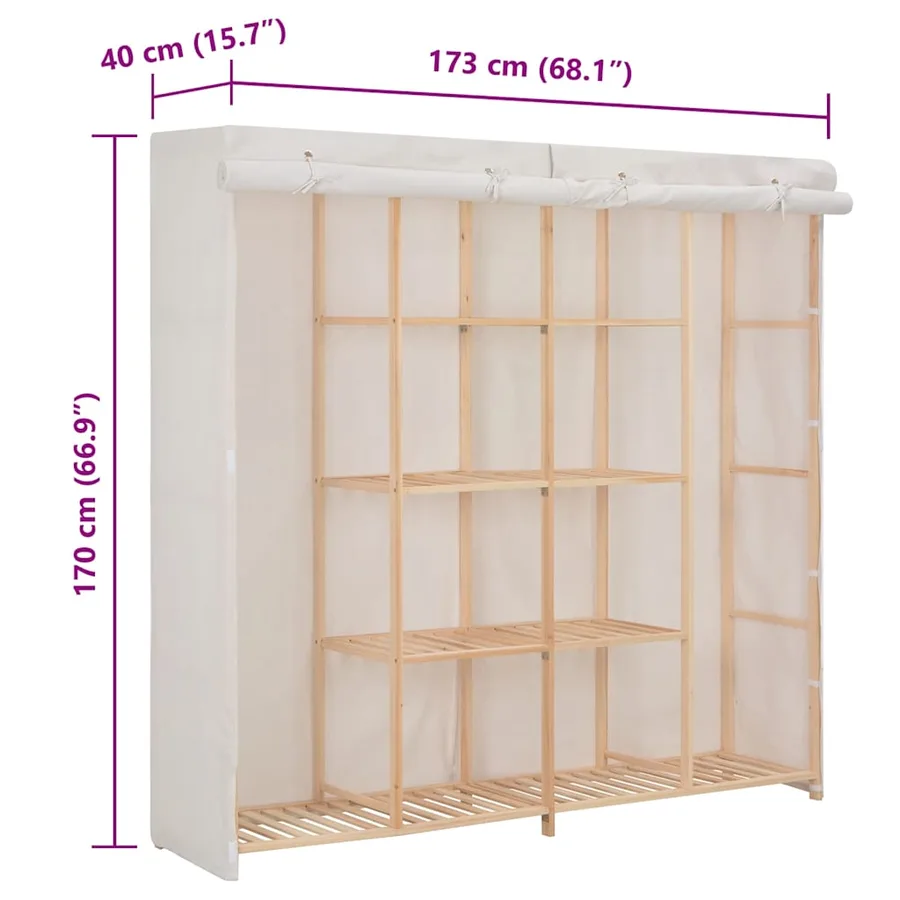 Garde-robe Blanc 173x40x170 cm Tissu - 6