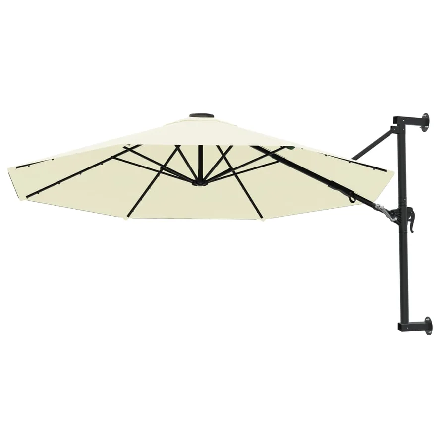 Parasol mural avec mât métallique 300 cm Sable - 3