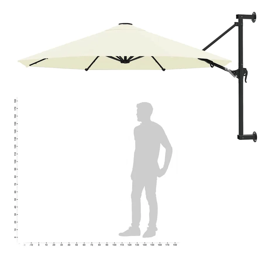 Parasol mural avec mât métallique 300 cm Sable - 9