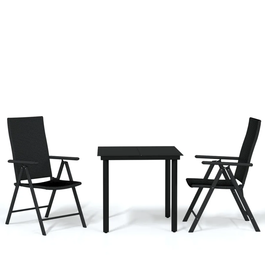 Ensemble à manger de jardin 3 pcs Noir - 2