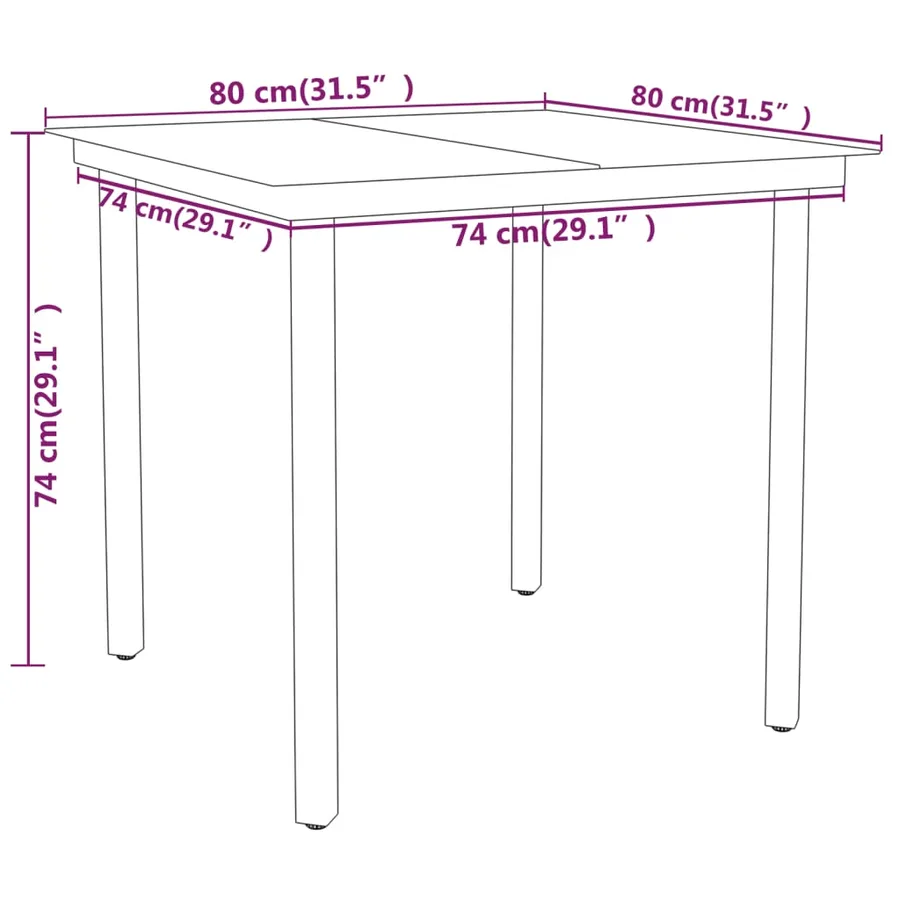 Ensemble à manger de jardin 3 pcs Noir - 8