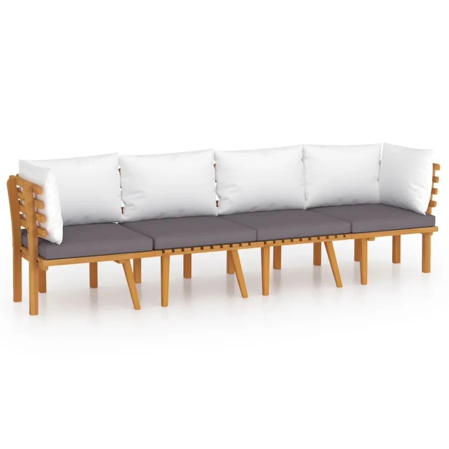Salon de jardin 4 pcs avec coussins Bois d'acacia solide - 2