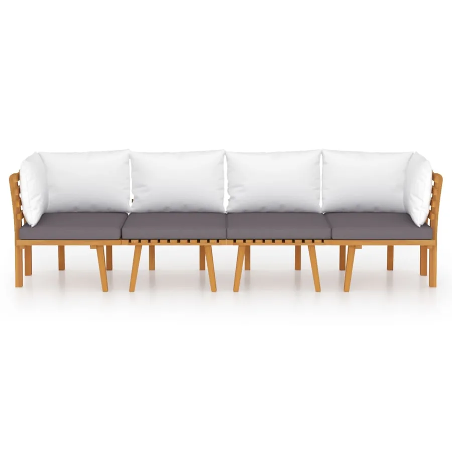 Salon de jardin 4 pcs avec coussins Bois d'acacia solide - 3