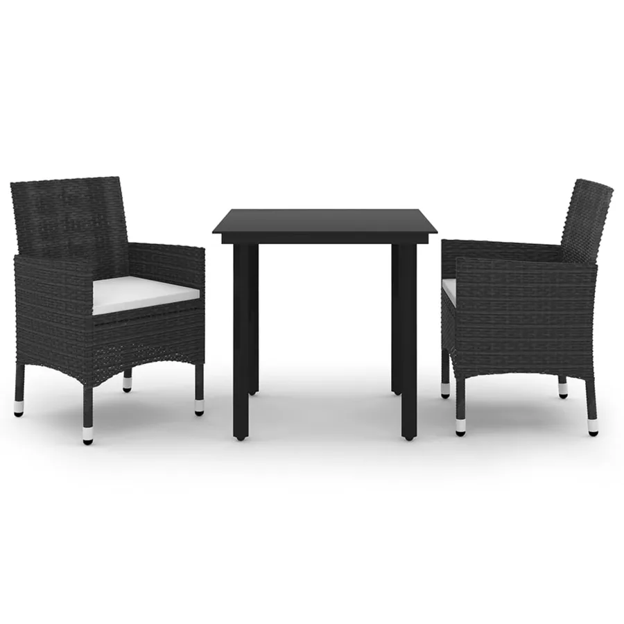 Ensemble à manger de jardin coussins 3 pcs Résine tressée Verre - 2