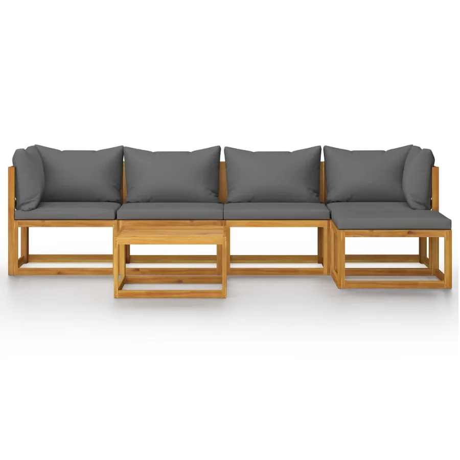 Salon de jardin 7 pcs avec coussin Bois d'acacia solide - 3