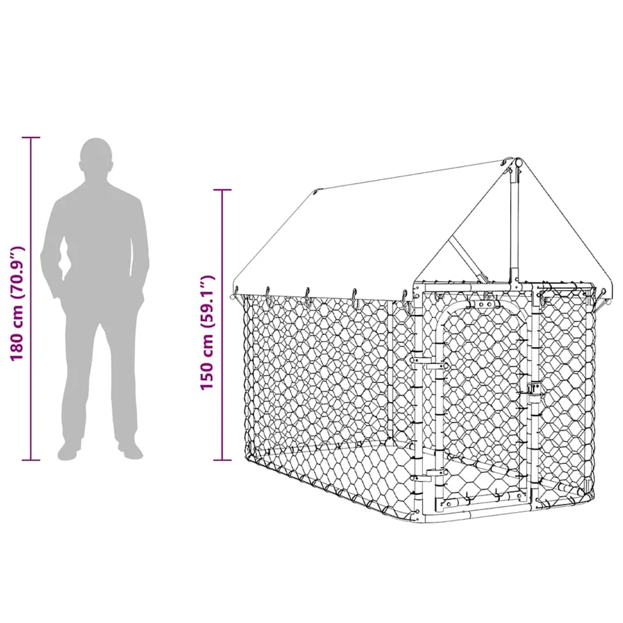 Chenil extérieur avec toit 200x100x150 cm - 11