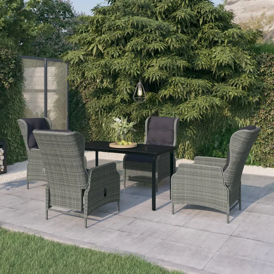 Ensemble à manger de jardin 5 pcs Gris clair
