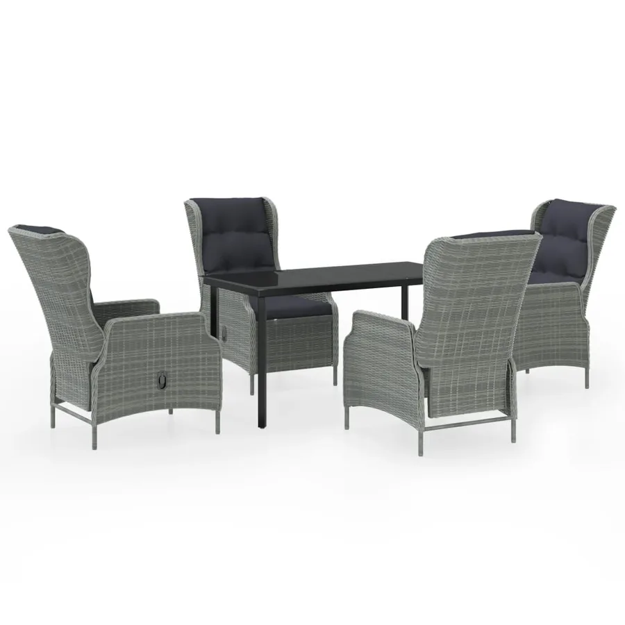 Ensemble à manger de jardin 5 pcs Gris clair - 2