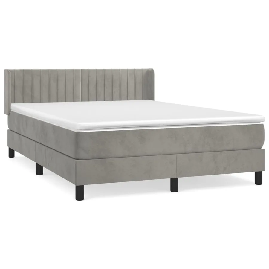 Sommier à lattes de lit et matelas Gris clair 140x200cm Velours - 2