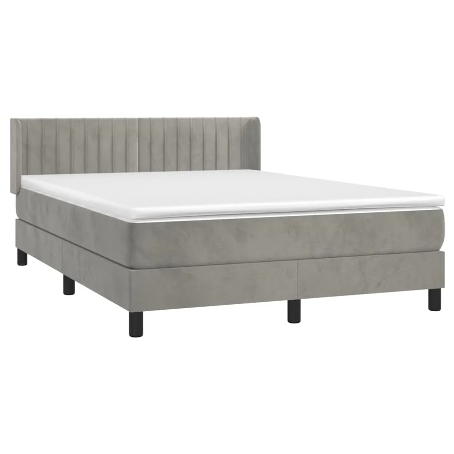 Sommier à lattes de lit et matelas Gris clair 140x200cm Velours - 3