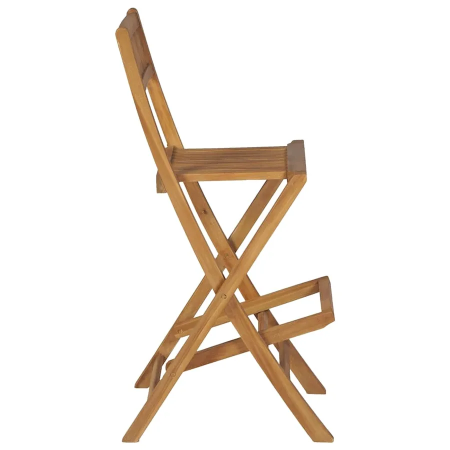 Tabourets pliables de bar d'extérieur lot de 2 bois teck solide - 3