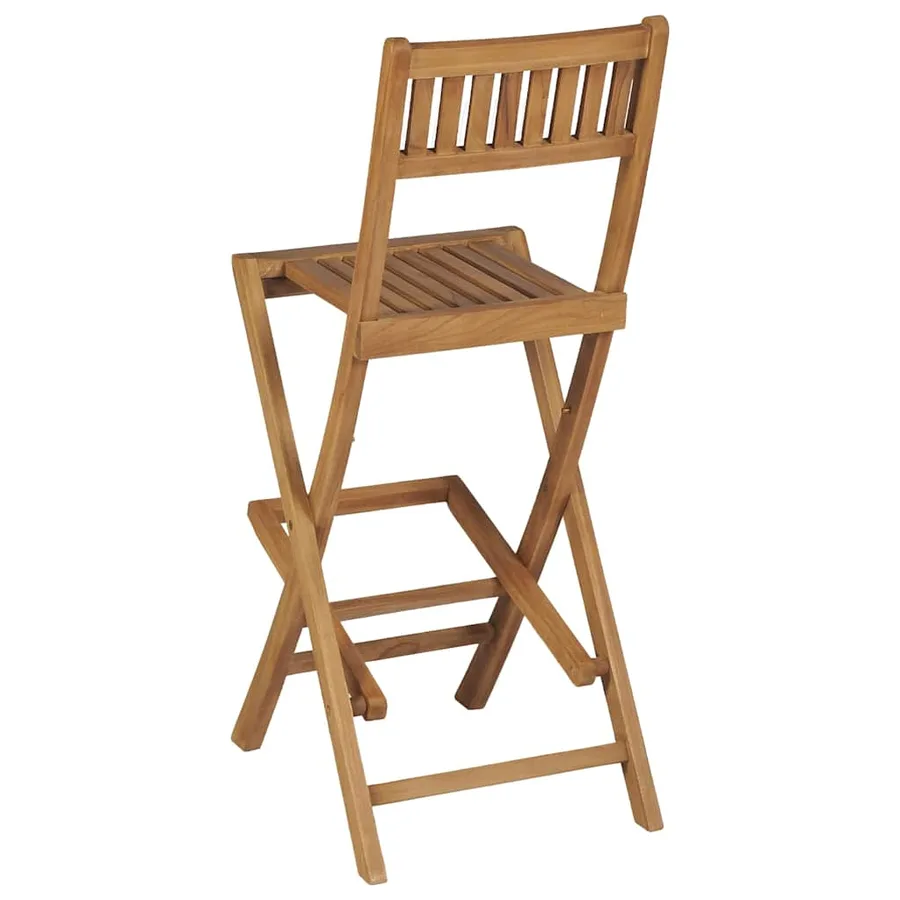 Tabourets pliables de bar d'extérieur lot de 2 bois teck solide - 4