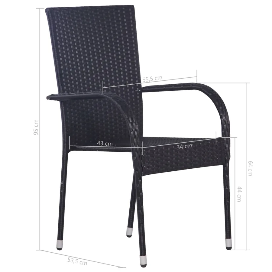 Ensemble à manger de jardin 5 pcs Résine tressée Noir - 10