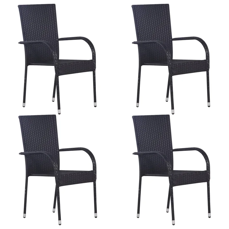 Ensemble à manger de jardin 5 pcs Résine tressée Noir - 5
