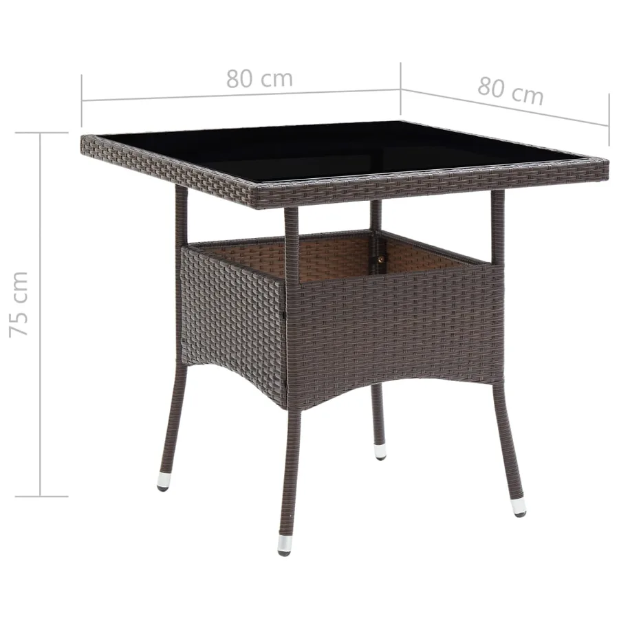 Ensemble à manger de jardin 5pcs Marron Résine tressée et verre - 13
