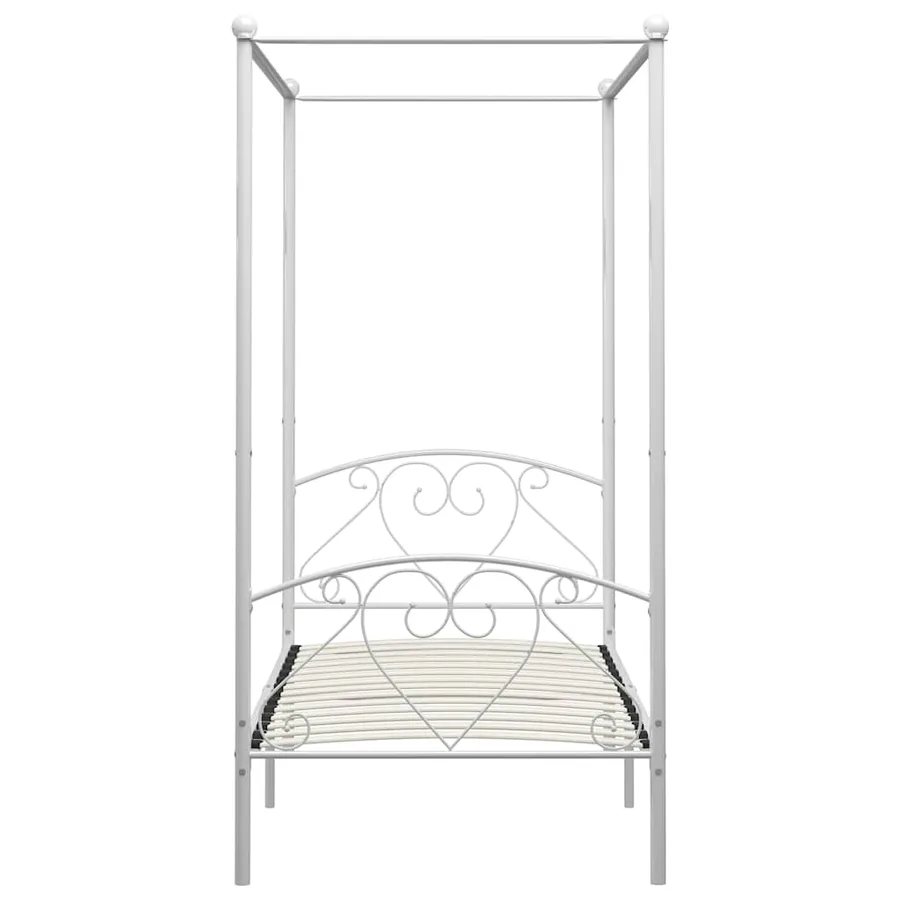 Cadre de lit à baldaquin sans matelas blanc métal 100x200 cm - 3