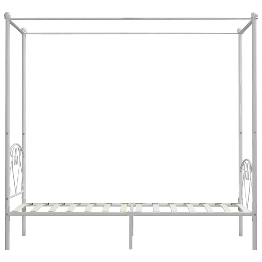 Cadre de lit à baldaquin sans matelas blanc métal 100x200 cm - 4