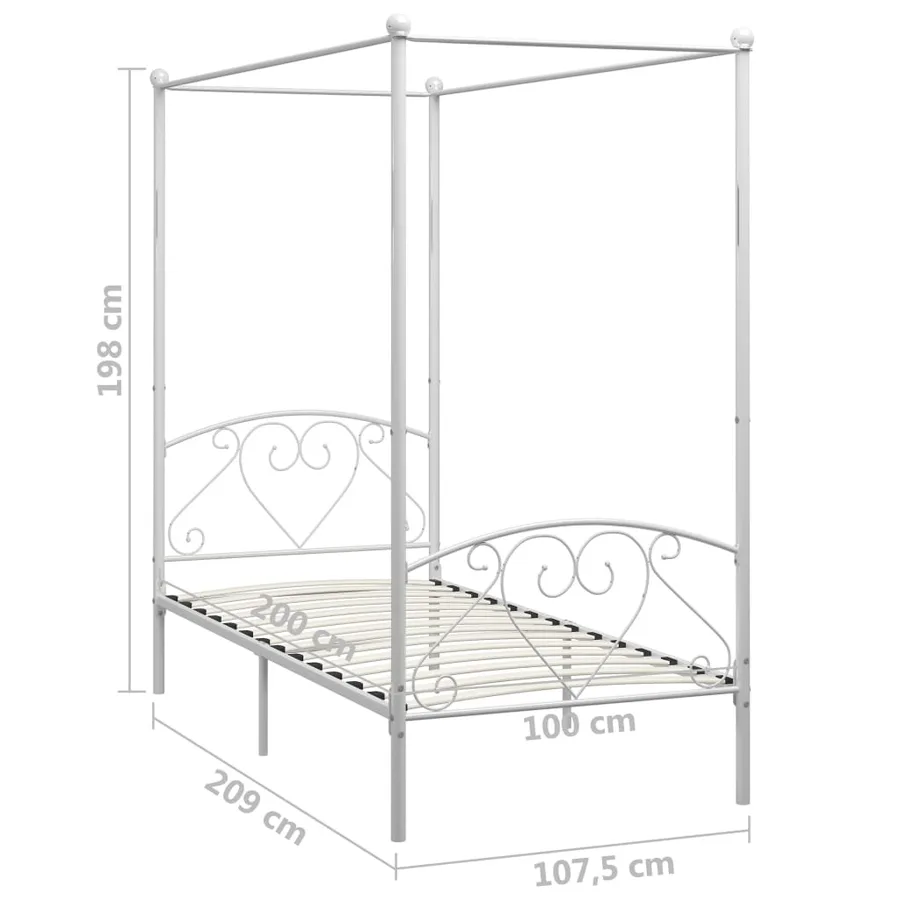 Cadre de lit à baldaquin sans matelas blanc métal 100x200 cm - 5