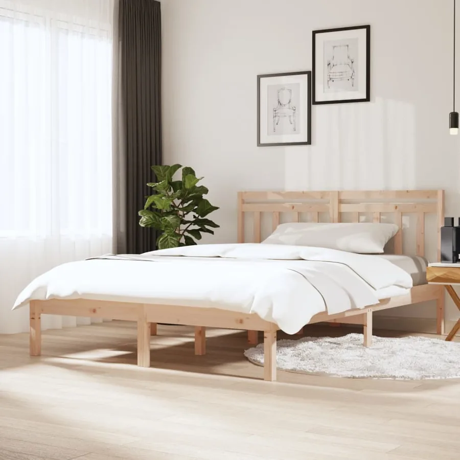 Cadre de lit sans matelas bois massif 140x200 cm