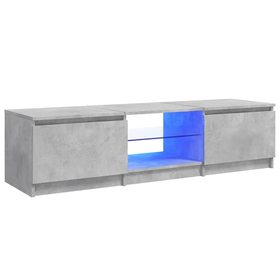 Meuble TV avec lumières LED gris béton 140x40x36 cm - 2