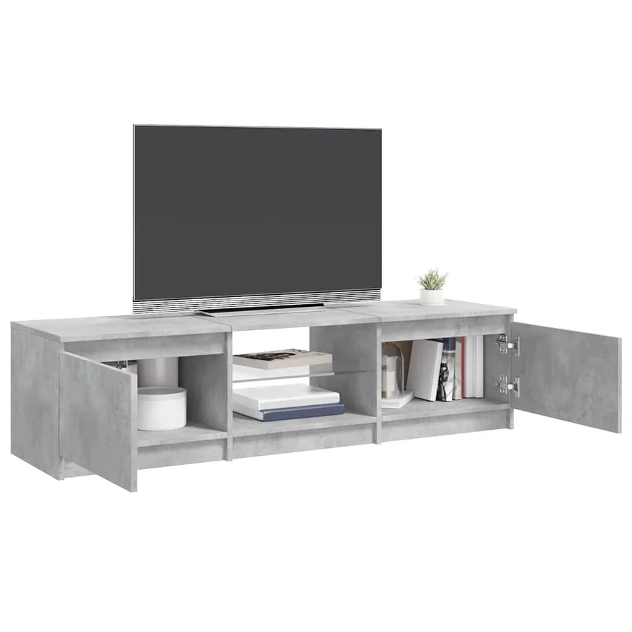 Meuble TV avec lumières LED gris béton 140x40x36 cm - 7