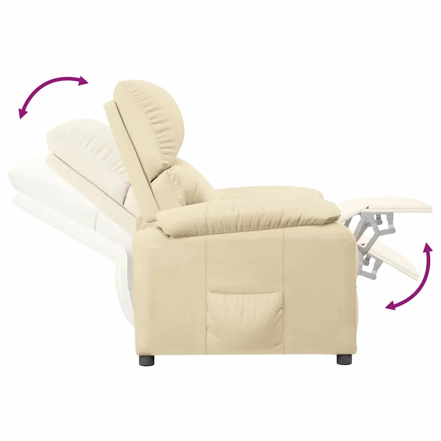Fauteuil inclinable Crème Tissu - 6