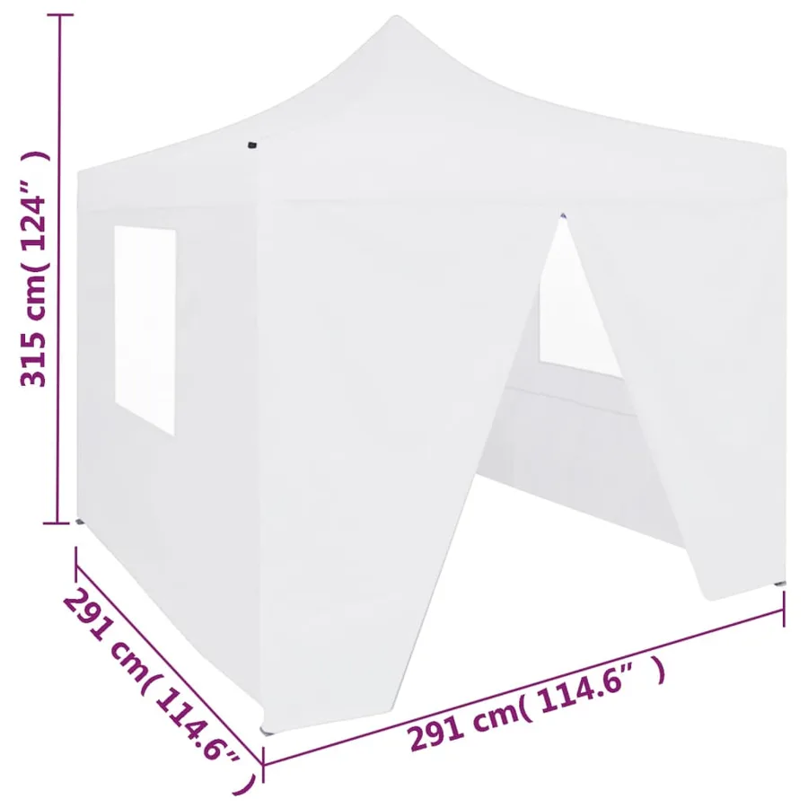 Tente de réception pliable avec 4 parois 3x3 m Acier Blanc - 11