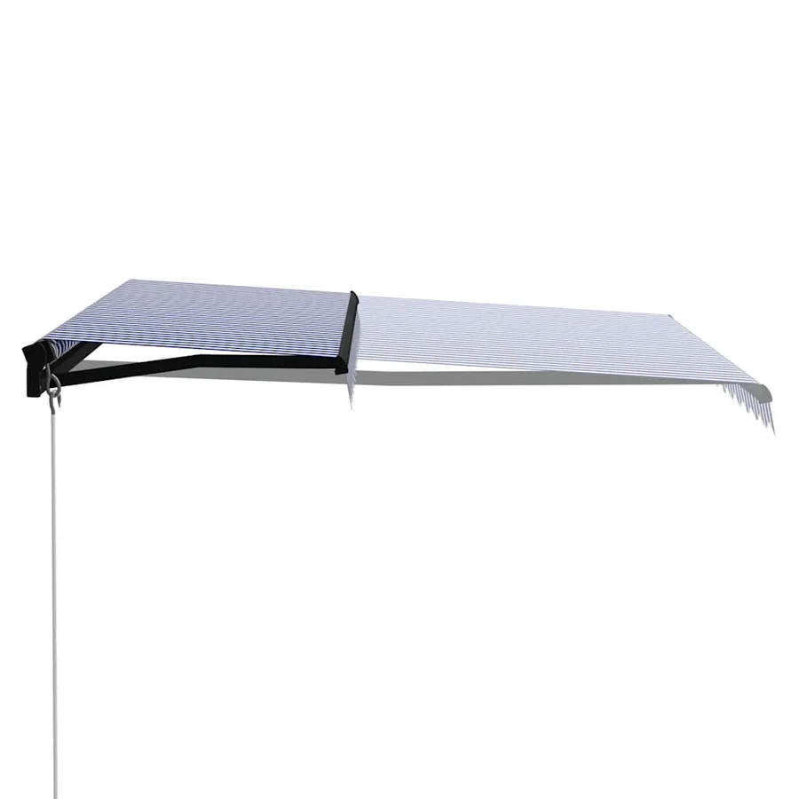 Auvent manuel rétractable avec LED 300x250 cm Bleu et blanc - 3