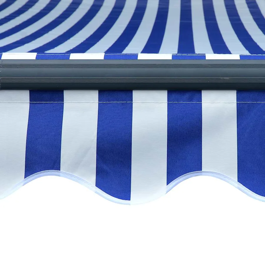 Auvent manuel rétractable avec LED 300x250 cm Bleu et blanc - 7