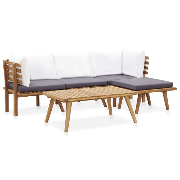 Salon de jardin 5 pcs bois d'acacia solide