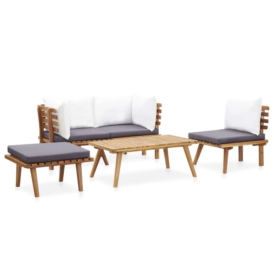Salon de jardin 5 pcs bois d'acacia solide - 2