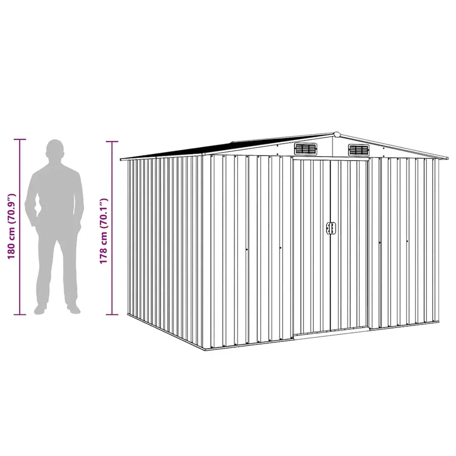 Abri de stockage pour jardin métal gris 257x205x178 cm - 12