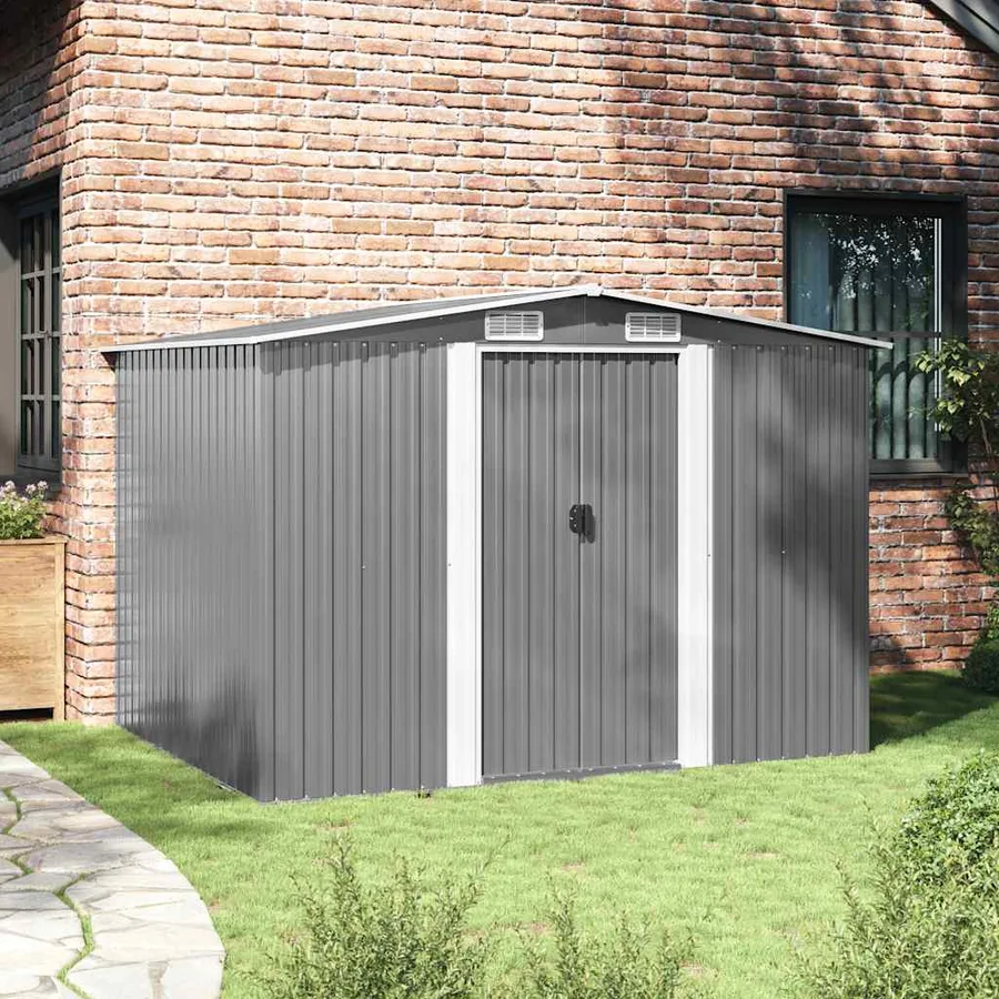 Abri de stockage pour jardin métal gris 257x205x178 cm - 3