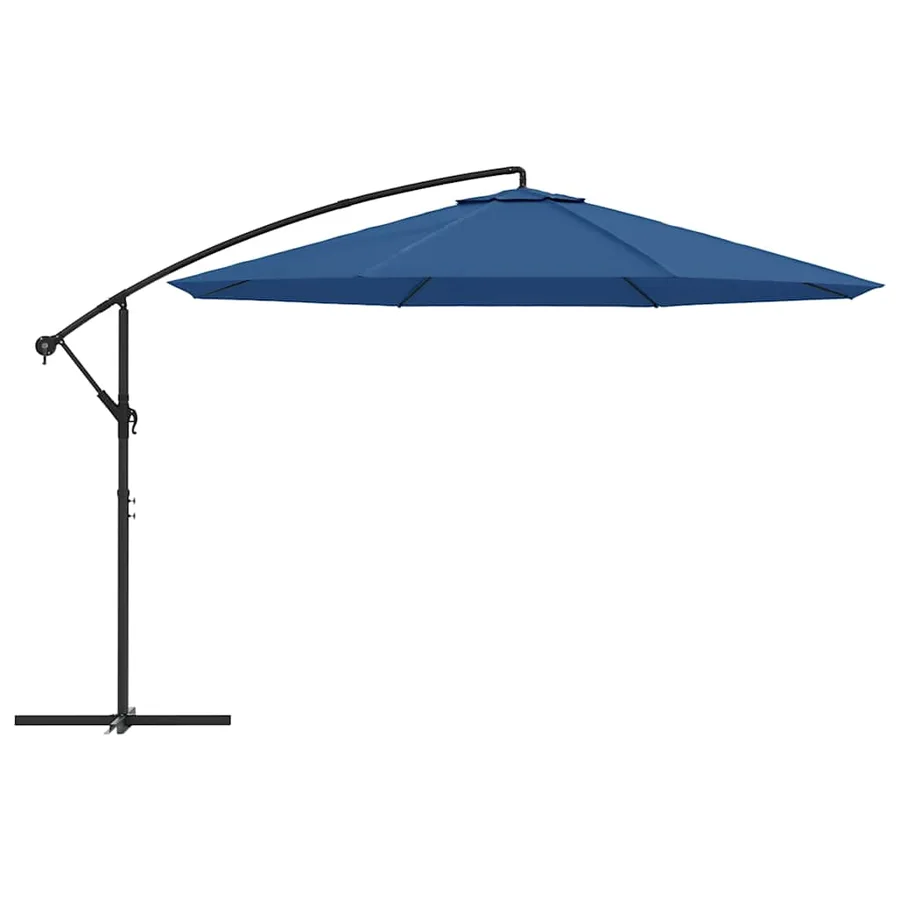 Parasol de jardin en porte-à-faux avec mât en aluminium bleu - 3