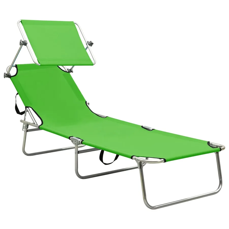 Chaise longue pliable avec auvent Noir Aluminium - 23