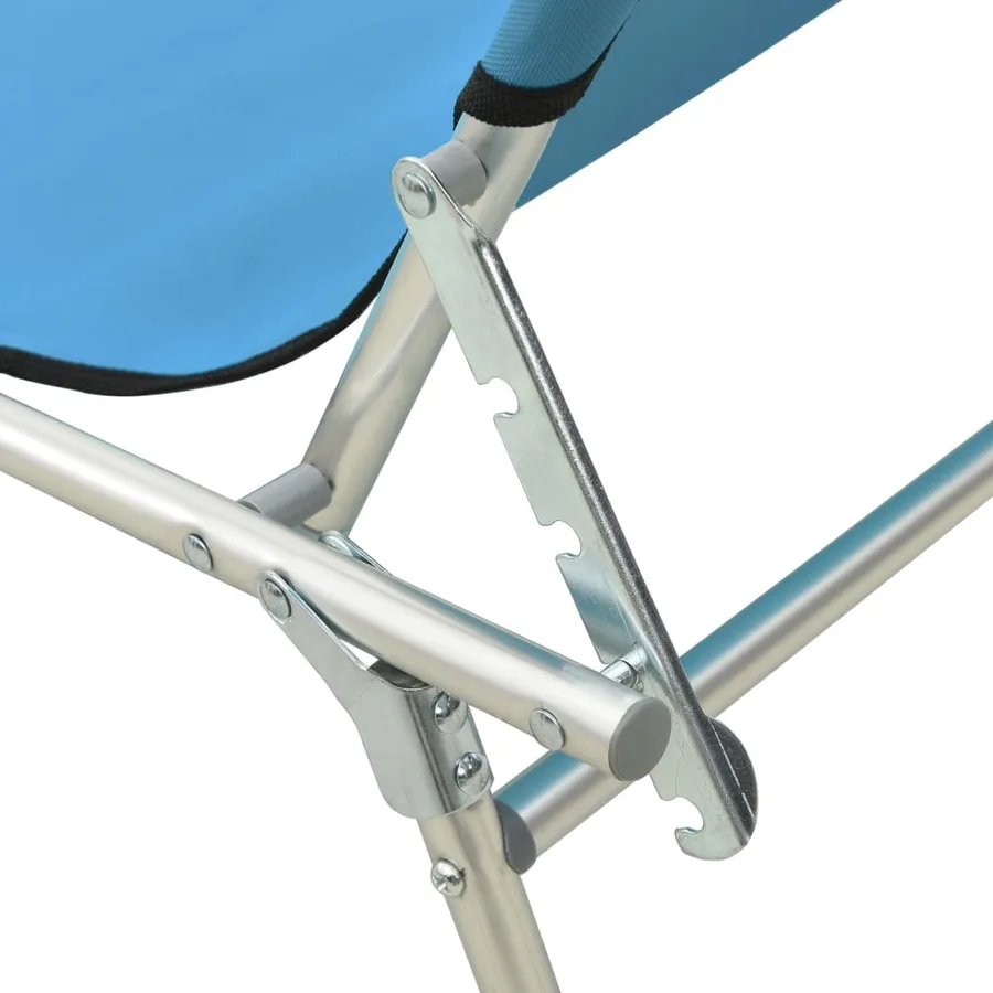 Chaise longue pliable avec auvent Noir Aluminium - 61
