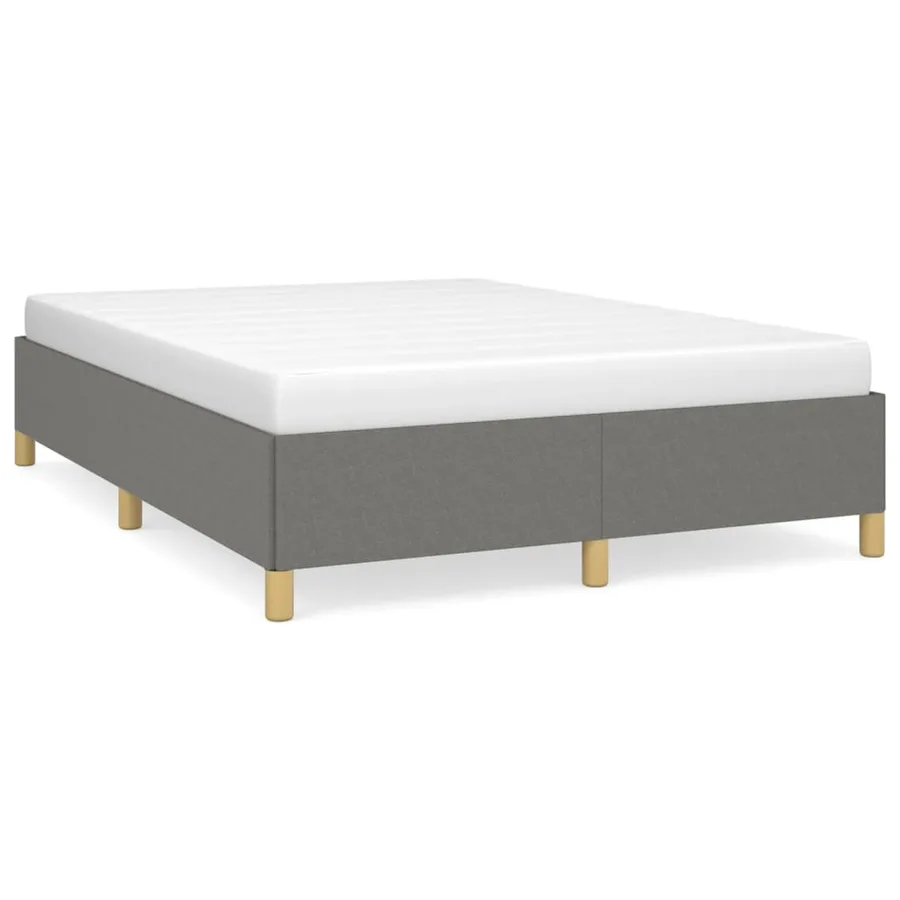 Cadre de lit sans matelas gris foncé 140x200 cm tissu - 2