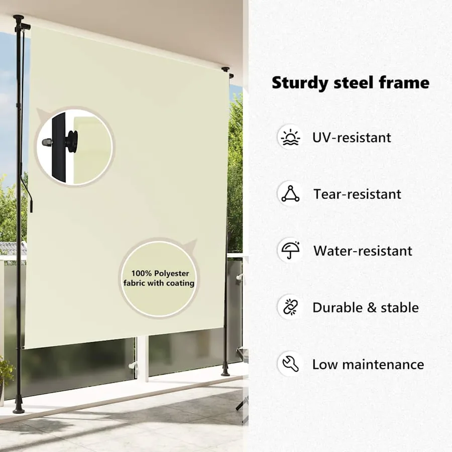 Store roulant d'extérieur 200 x 270 cm Crème - 8