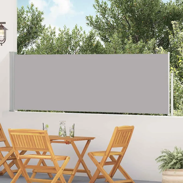 Auvent latéral rétractable de patio 100x500 cm Gris
