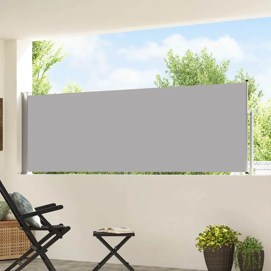 Auvent latéral rétractable de patio 100x500 cm Gris - 3