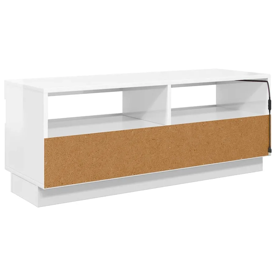 Meuble TV avec lumières LED blanc brillant 100x35x40 cm - 10